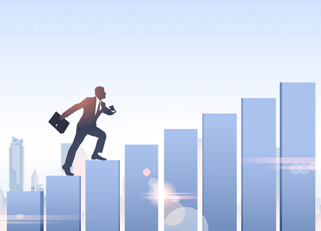 Silhouette Businessman Climb Financial Bar Graph Business Man Growth